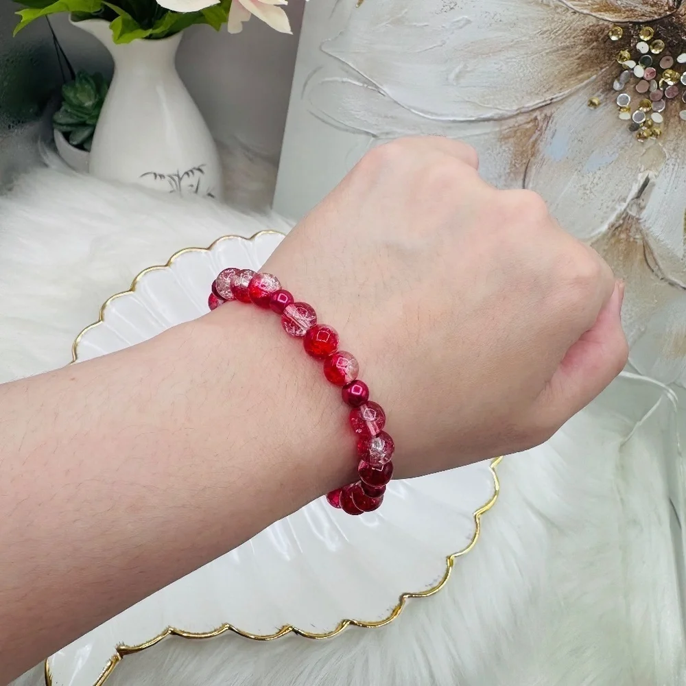 Gradient Glass Beaded Bracelet Style A Red